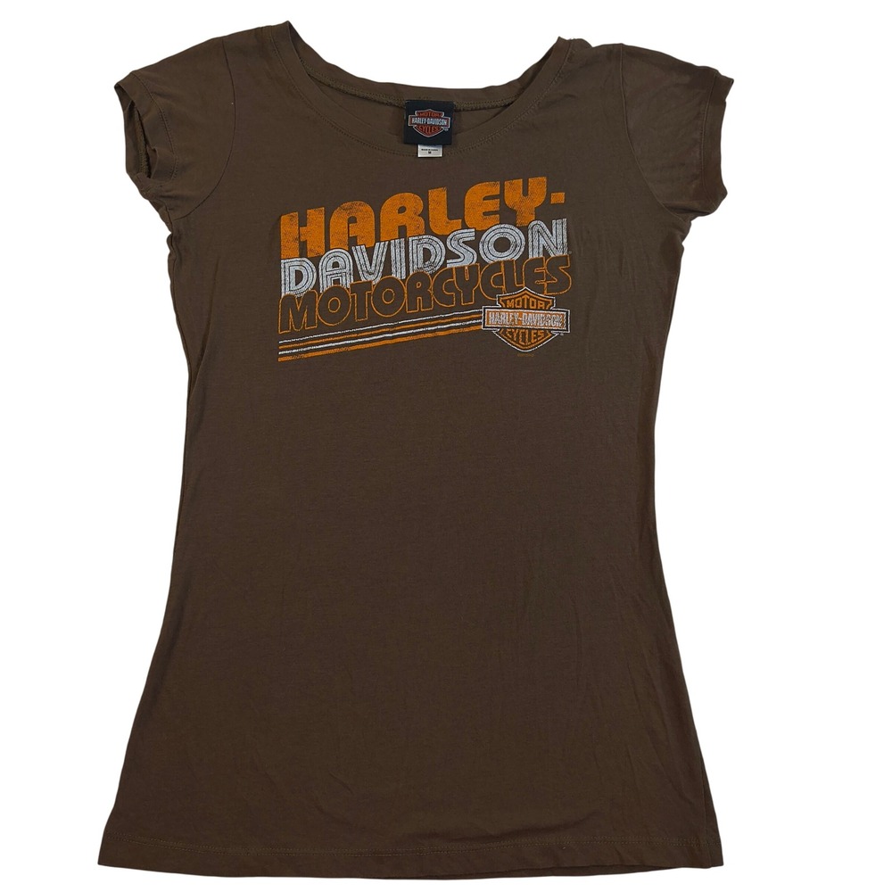 Harley Davidson Graphic Tee Women's Medium Brown Keystone SD Biker Motorcycle